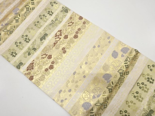 JAPANESE NAGOYA OBI / WOVEN FLOWER ARABESQUE